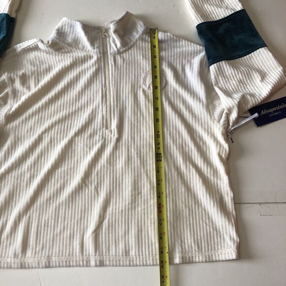 Aeropostale Lounge Women’s Mock Neck 1/4 Zip Crop Pullover Ivory Size Medium NWT - Picture 6 of 13